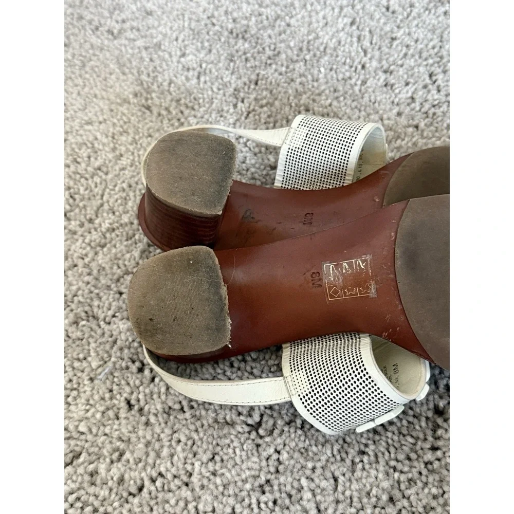 Tory Burch Perforated Laser Cut Lowell 2 White Ivory Sandals Size 8